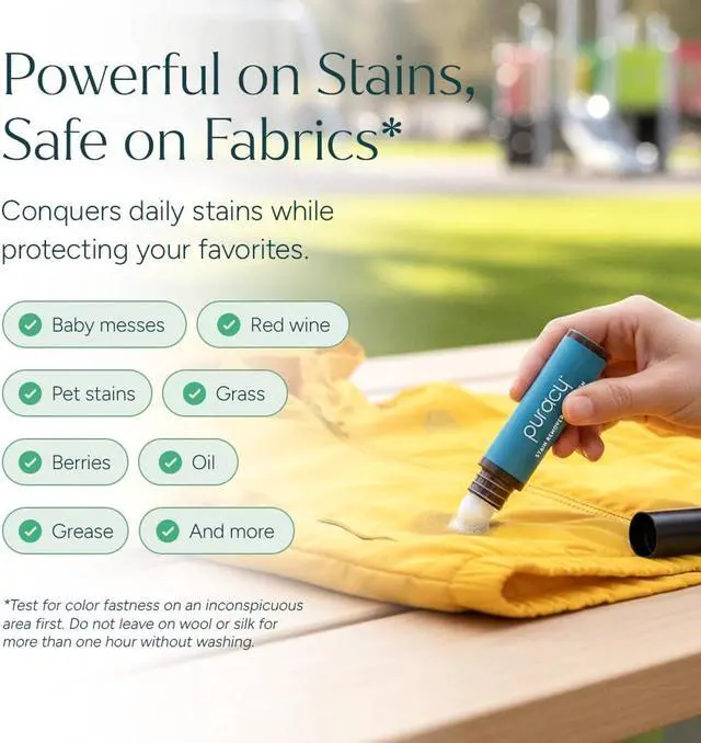 Alt view image 3 of 7 - Puracy Stain Remover, Travel and Laundry Stain Cleaner for Clothes, Baby Essentials, Kids Stains, Oil and Fabric Spot Cleaner (Laundry Stain Remover Pen, 0.33 Fl Oz (Pack of 1))