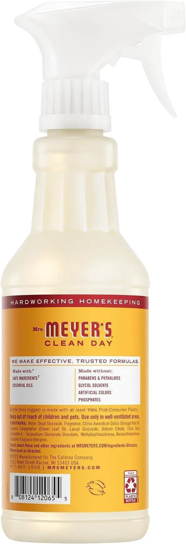 Alt view image 2 of 7 - MRS. MEYER'S CLEAN DAY Multi-Surface Cleaner, Clementine, 16 fl oz | Removes Dirt and Freshens Surfaces, Everyday Use, All-Purpose Cleaner, Cruelty Free, Made with Essential Oils