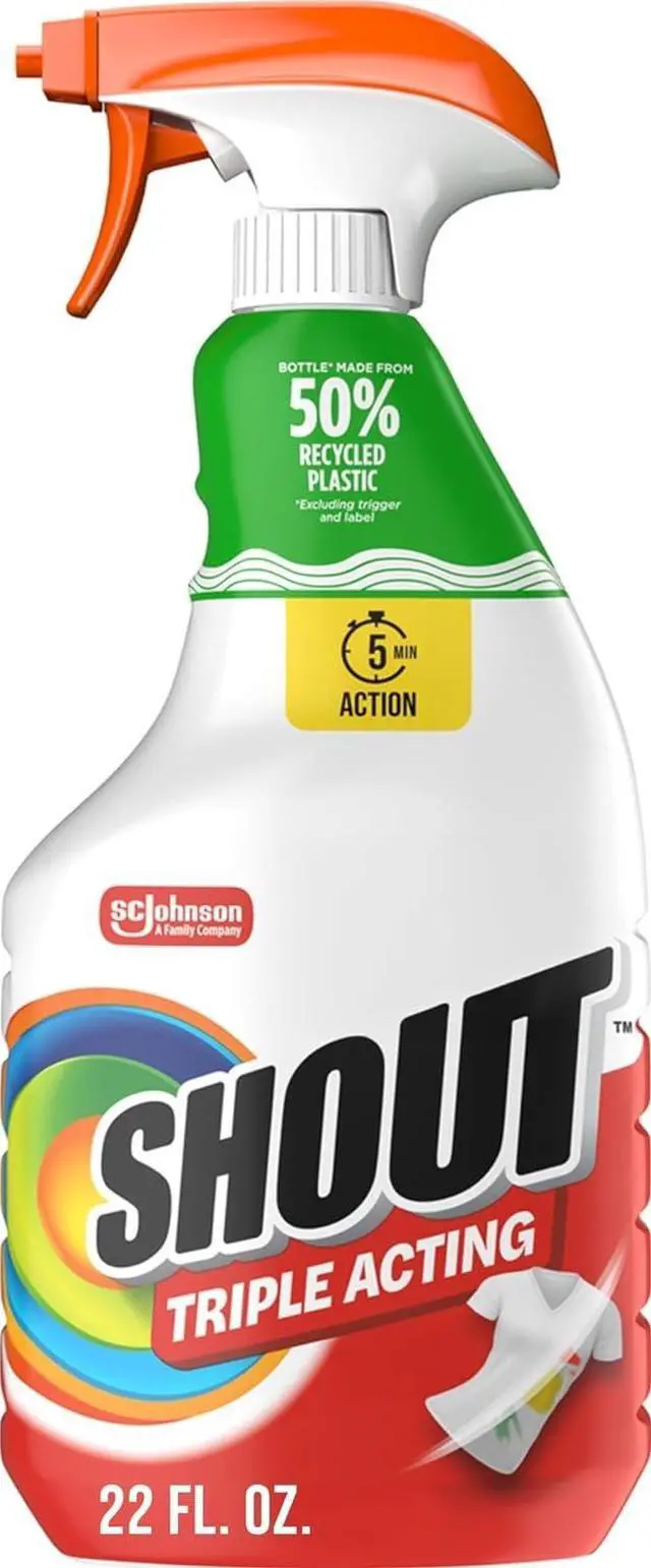 Main image of Shout Active Enzyme Laundry Stain Remover Spray, Triple-Acting Formula Clings, Penetrates, and Lifts 100+ Types of Everyday Stains - Prewash Spray 22oz