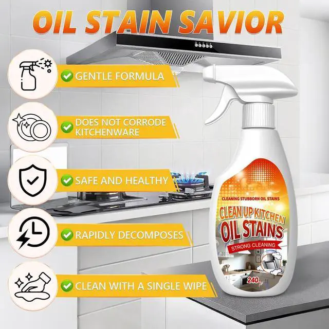Alt view image 3 of 6 - New Upgrade Kitchen Cleaner, Clean Up Kitchen Oil Stains Spray, Multi-purpose Oils Stain Cleaner, Clean Up Kitchens Oil Stains(240ml/8.45oz)
