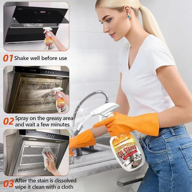 Alt view image 4 of 6 - New Upgrade Kitchen Cleaner, Clean Up Kitchen Oil Stains Spray, Multi-purpose Oils Stain Cleaner, Clean Up Kitchens Oil Stains(240ml/8.45oz)