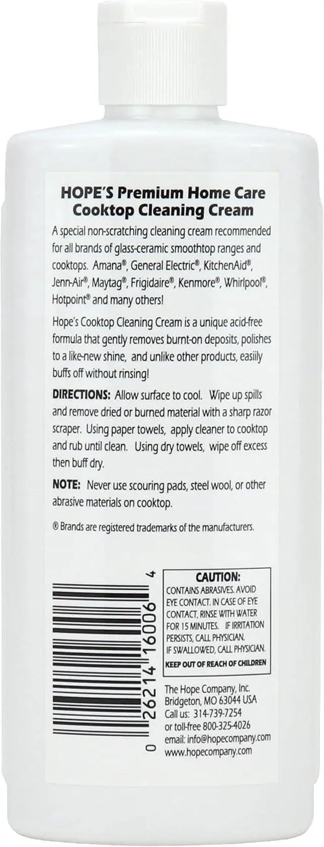 Alt view image 2 of 7 - HOPE'S Cooktop Cleaning Cream, Fast Acting No-Rinse Cooktop Cleaner for Glass Ceramic Cooktops and Stoves, Removes Burnt-on Stains, 10 Oz Net Weight (8 Fl Oz), Pack of 1