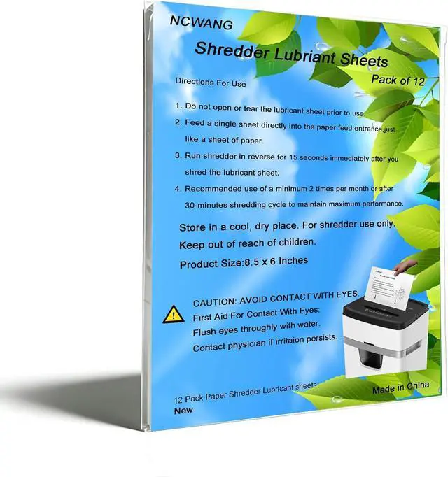 Main image of 12PACK Paper Shredder Lubricant Sheets with Shredder Oil for Shredder Lubricant for Blades Sharpening, Reduce Paper Jam and dust