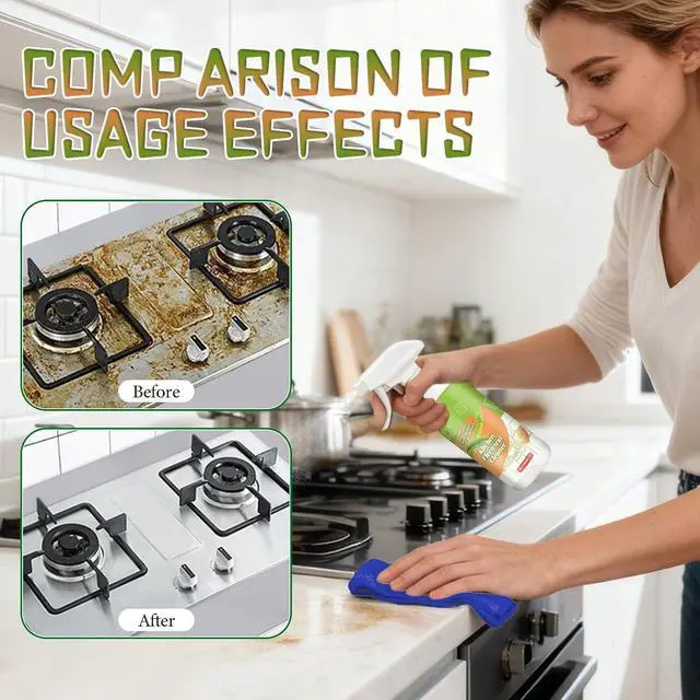Alt view image 4 of 7 - 2PCS Kitchen Cleaner Remover Spray,Multifunctional Kitchen Appliance Cleaner,Kitchen Enzyme Cleaner,For Cooktop,Stove,Oven,Microwave & Oil Stains