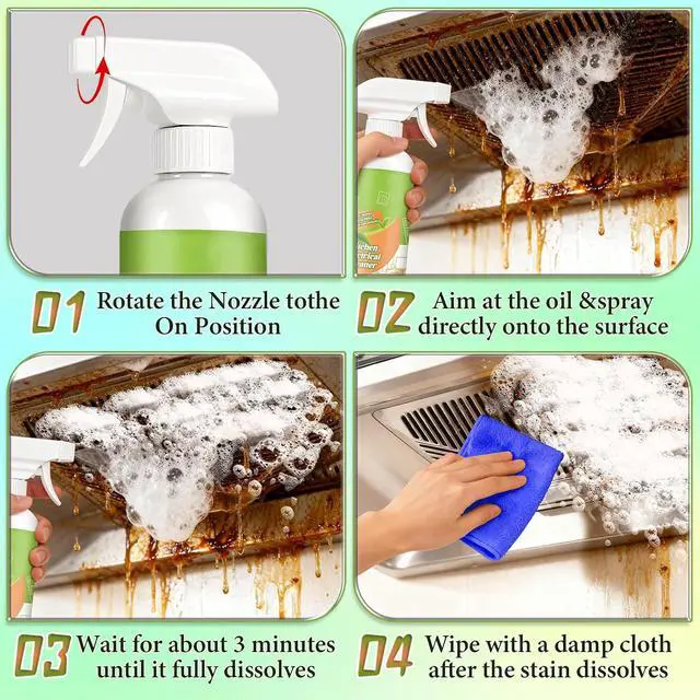 Alt view image 7 of 7 - 2PCS Kitchen Cleaner Remover Spray,Multifunctional Kitchen Appliance Cleaner,Kitchen Enzyme Cleaner,For Cooktop,Stove,Oven,Microwave & Oil Stains