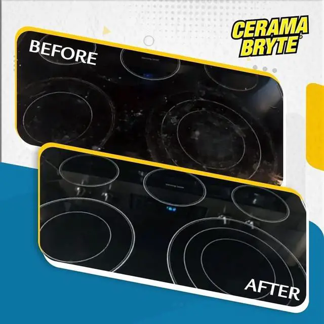 Alt view image 6 of 7 - Cerama Bryte Combo Kit Pads & Removes Tough Stains Cooktop and Stove Top Cleaner for Glass - Ceramic Surfaces, 10 Ounces