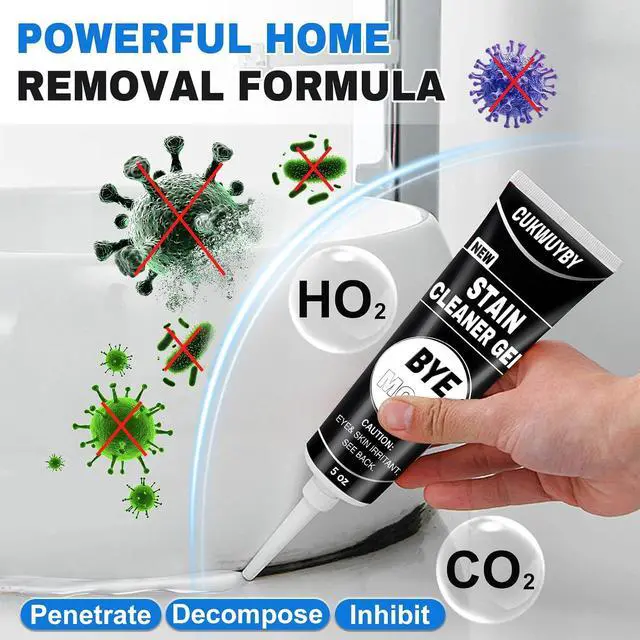 Alt view image 2 of 6 - 10 Oz Black Stain Cleaner Gel Home Cleaner | Heavy Duty Gel Caulk Cleaner Stain for Washing Machine Seal Shower Bathroom Grout Sinks, Including Brush (2 Pack 5 Oz)