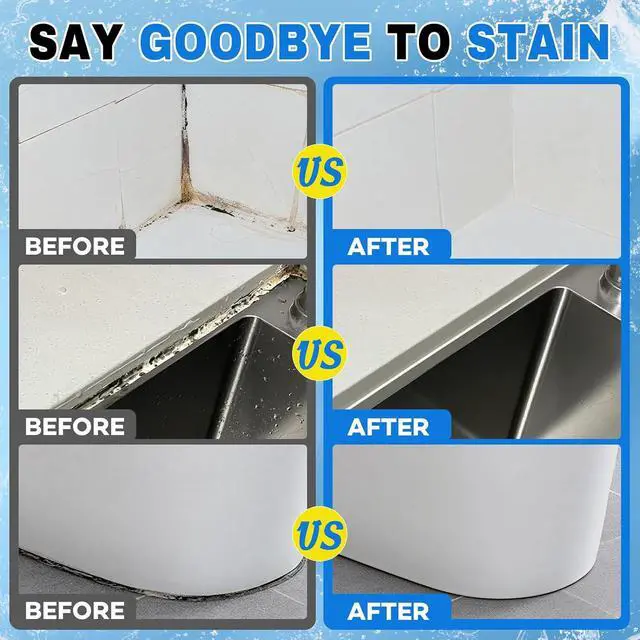 Alt view image 3 of 6 - 10 Oz Black Stain Cleaner Gel Home Cleaner | Heavy Duty Gel Caulk Cleaner Stain for Washing Machine Seal Shower Bathroom Grout Sinks, Including Brush (2 Pack 5 Oz)