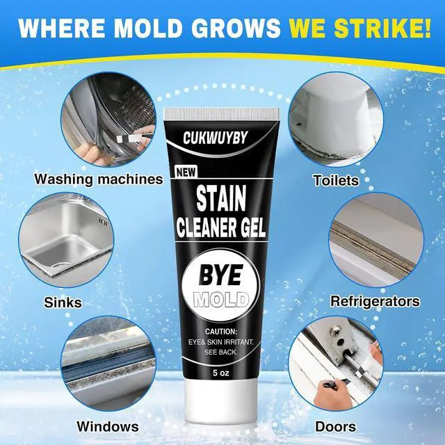 Alt view image 4 of 6 - 10 Oz Black Stain Cleaner Gel Home Cleaner | Heavy Duty Gel Caulk Cleaner Stain for Washing Machine Seal Shower Bathroom Grout Sinks, Including Brush (2 Pack 5 Oz)