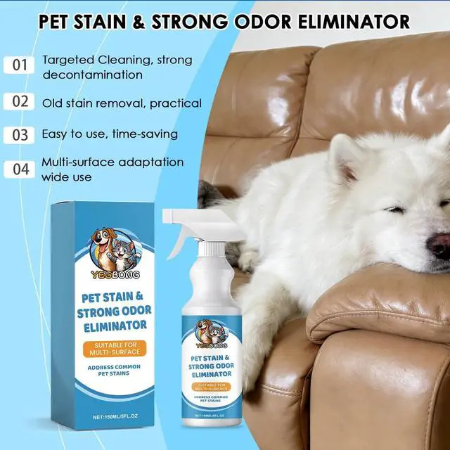 Alt view image 2 of 7 - Pet Stain & Strong Odor Eliminator, Dog Cat Pee Urine Destroyer - 5oz | Cleaner Spray for Pet Stain Remover, Urine, Poop, Pee, Deodorizer for Carpet, Upholstery, Air Freshener in Home & Car