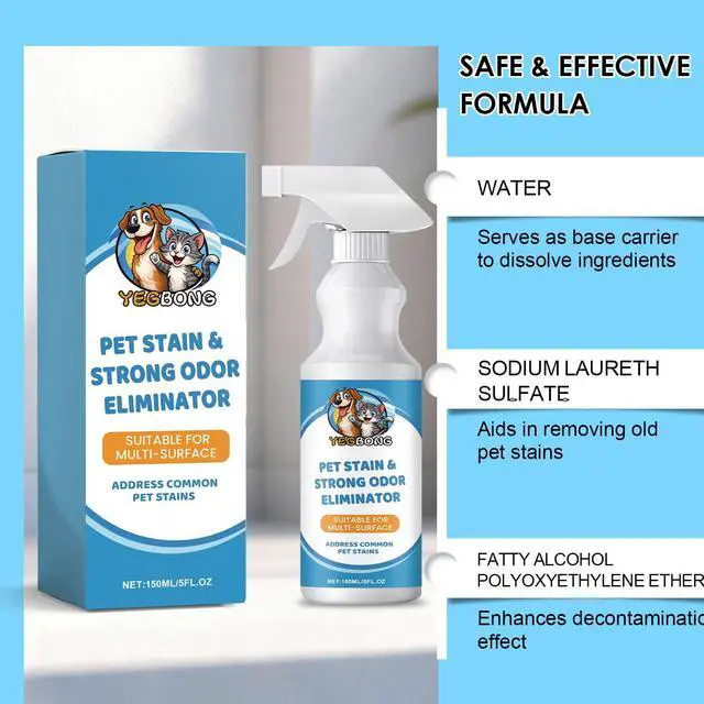 Alt view image 6 of 7 - Pet Stain & Strong Odor Eliminator, Dog Cat Pee Urine Destroyer - 5oz | Cleaner Spray for Pet Stain Remover, Urine, Poop, Pee, Deodorizer for Carpet, Upholstery, Air Freshener in Home & Car