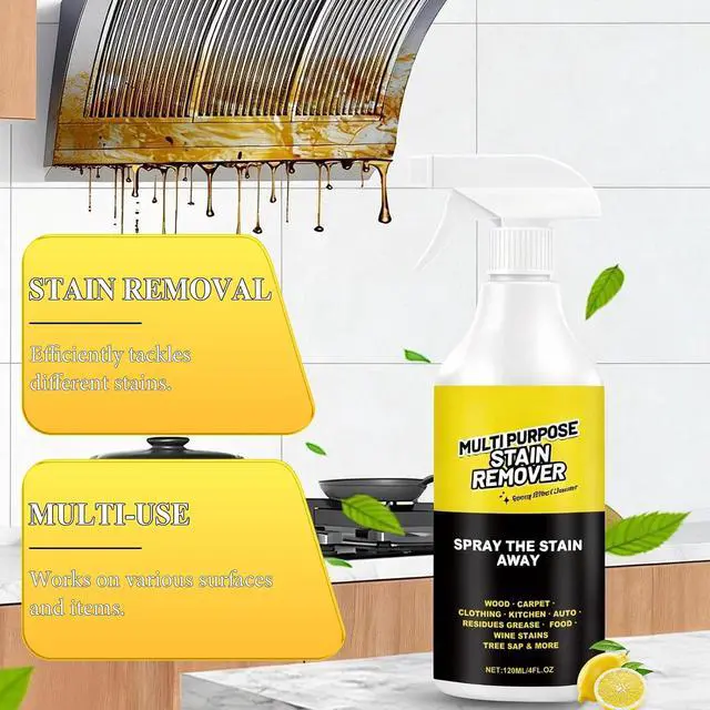 Alt view image 2 of 7 - 2Pcs Spray Multi Purpose Stain Remover, Heavy-Duty All-Surface Cleaner, All Purpose Cleaner Spray, Quick-Acting Formula Removes Water Stains Yellowing & Stubborn Residues(120ML)