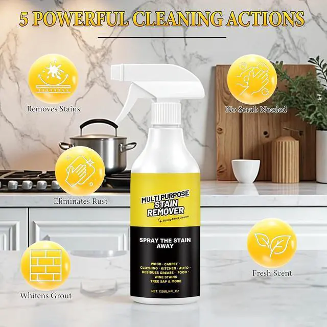 Alt view image 4 of 7 - Multi-Purpose Stain Remover, A Powerful CleanerQuick Cleaning for Kitchens, Floors, Toilets, and Cars (120ml)