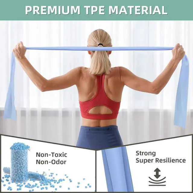 Alt view image 3 of 7 - Stretch Bands for Exercise, 5 Levels Resistance Bands for Working Out, Exercise Bands for Physical Therapy, Pilates, Rehab, Stretch, Strength Training and Yoga Starter Set