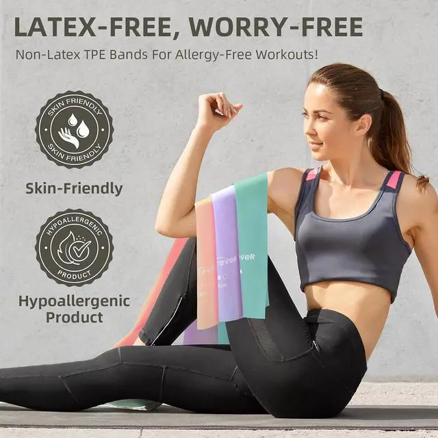 Alt view image 4 of 7 - Stretch Bands for Exercise, 5 Levels Resistance Bands for Working Out, Exercise Bands for Physical Therapy, Pilates, Rehab, Stretch, Strength Training and Yoga Starter Set