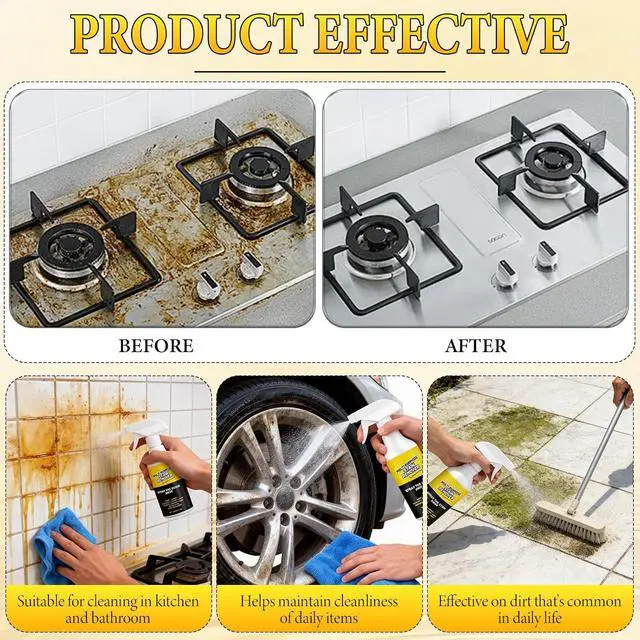 Alt view image 6 of 7 - 2Pcs Spray Multi Purpose Stain Remover, Heavy-Duty All-Surface Cleaner, All Purpose Cleaner Spray, Quick-Acting Formula Removes Water Stains Yellowing & Stubborn Residues(120ML)