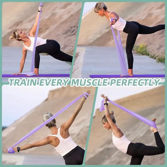 Alt view image 6 of 7 - Stretch Bands for Exercise, 5 Levels Resistance Bands for Working Out, Exercise Bands for Physical Therapy, Pilates, Rehab, Stretch, Strength Training and Yoga Starter Set