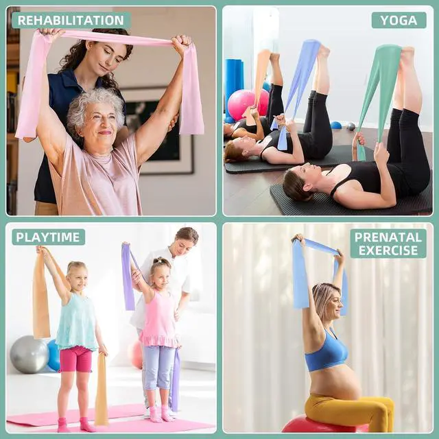 Alt view image 7 of 7 - Stretch Bands for Exercise, 5 Levels Resistance Bands for Working Out, Exercise Bands for Physical Therapy, Pilates, Rehab, Stretch, Strength Training and Yoga Starter Set
