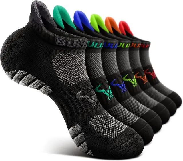 Main image of BULLIANT Men Cushioned Athletic Running Ankle Socks 6Pack-Arch Support | Fully Terry Sole | Moisture-Wicking Stretch Yarn | Anti-slip Y Heel Low Cut No show | Anti-blister Seamless Toe Closure