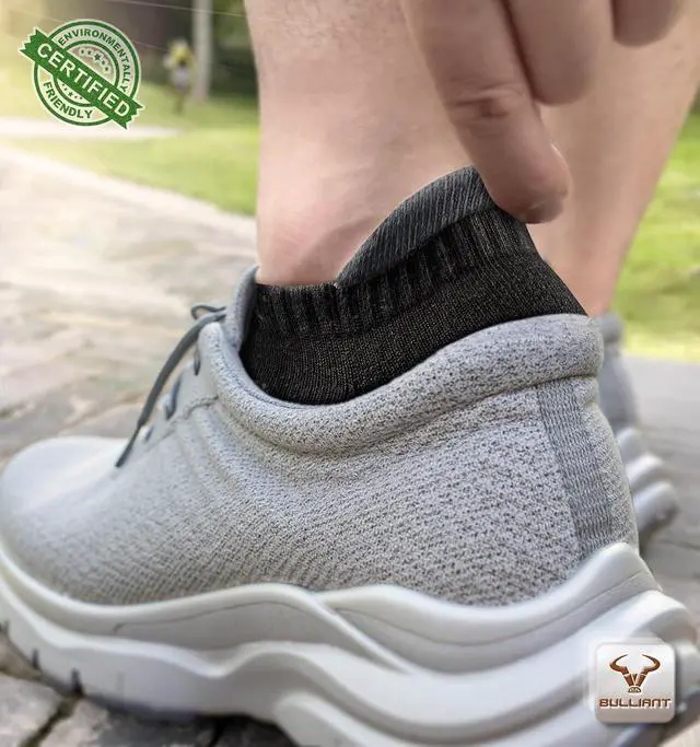 Alt view image 3 of 6 - BULLIANT Men Cushioned Athletic Running Ankle Socks 6Pack-Arch Support | Fully Terry Sole | Moisture-Wicking Stretch Yarn | Anti-slip Y Heel Low Cut No show | Anti-blister Seamless Toe Closure