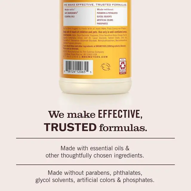 Alt view image 5 of 7 - MRS. MEYER'S CLEAN DAY Multi-Surface Cleaner, Clementine, 16 fl oz | Removes Dirt and Freshens Surfaces, Everyday Use, All-Purpose Cleaner, Cruelty Free, Made with Essential Oils