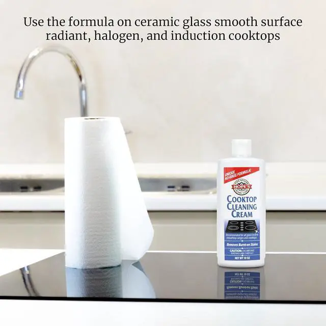 Alt view image 6 of 7 - HOPE'S Cooktop Cleaning Cream, Fast Acting No-Rinse Cooktop Cleaner for Glass Ceramic Cooktops and Stoves, Removes Burnt-on Stains, 10 Oz Net Weight (8 Fl Oz), Pack of 1