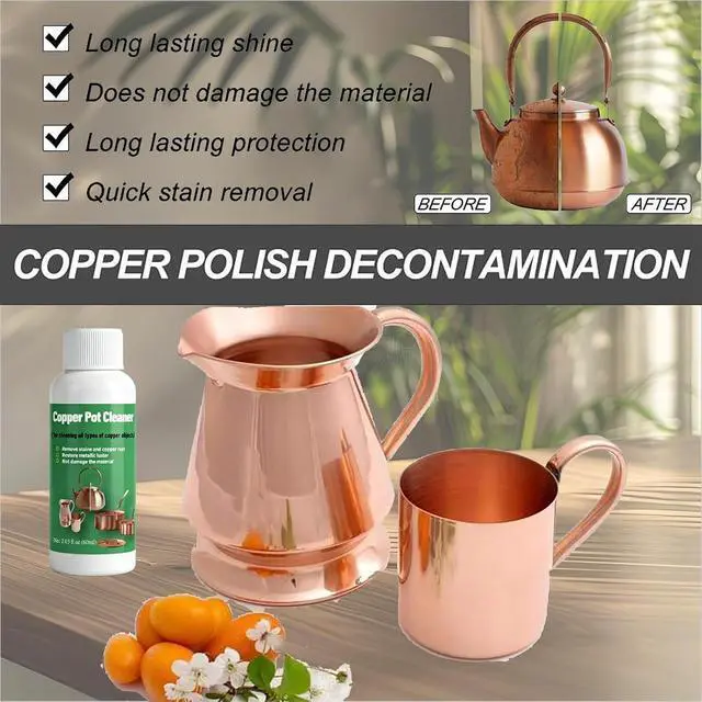 Alt view image 3 of 7 - Copper Pot Cleaner,Removes Tarnish from Copper Wares,Copper Polish(60ml) | Copper Cleaning, Restores Shine Removes Tarnish from Copper Wares,Metal Polishing Compound detergent