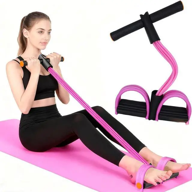 Main image of Resistance Band with Pedal Handle 6 Tube Elastic Natural Latex Pull Rope Fitness Bands for Leg Arm Abdomen Waist Stretching Exercising Training