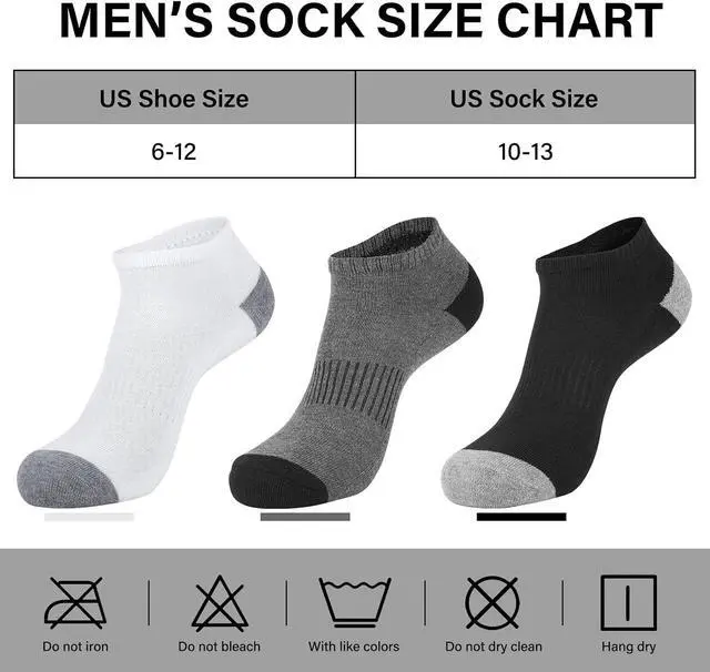 Alt view image 3 of 7 - Eallco 8 Pairs Mens Ankle Socks Low Cut Socks for Men Short Socks Size 10-13 Black