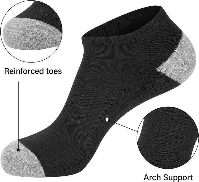 Alt view image 5 of 7 - Eallco 8 Pairs Mens Ankle Socks Low Cut Socks for Men Short Socks Size 10-13 Black