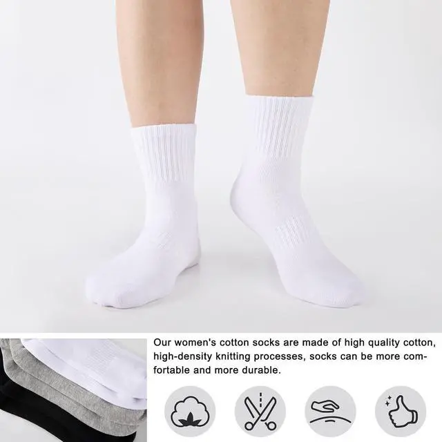 Alt view image 2 of 7 - eallco Womens Ankle Socks Thin Cotton Crew Socks Athletic Quarter Above Ankle Gym Mini Crew 5 Pairs