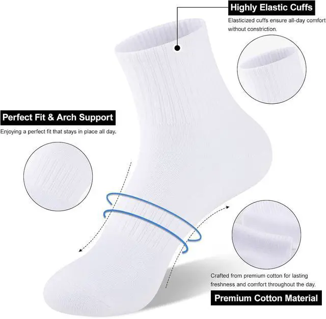 Alt view image 3 of 7 - eallco Womens Ankle Socks Thin Cotton Crew Socks Athletic Quarter Above Ankle Gym Mini Crew 5 Pairs