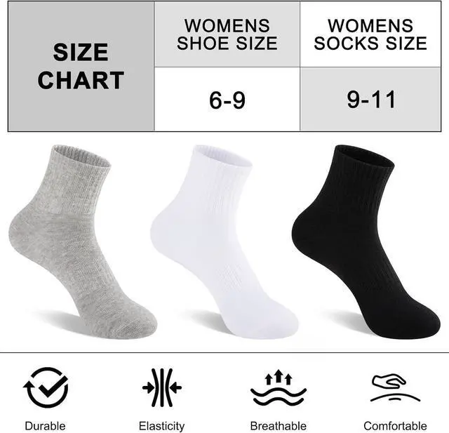 Alt view image 4 of 7 - eallco Womens Ankle Socks Thin Cotton Crew Socks Athletic Quarter Above Ankle Gym Mini Crew 5 Pairs