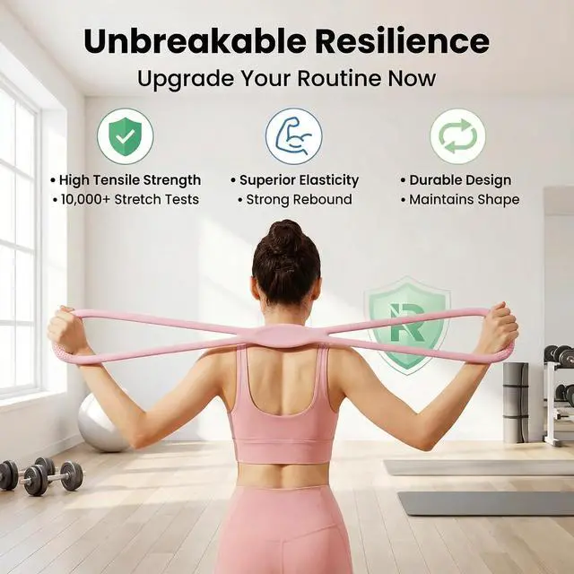 Alt view image 2 of 6 - Resistance Bands, Figure 8 Resistance Bands for Women Men, 8 Shaped Resistance Rubber Band for Arms, Back, Shoulder Stretch with Handles, Not Break, Portable