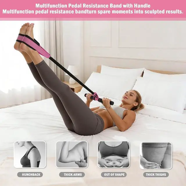 Alt view image 3 of 7 - Foot Pedal Resistance Band, Multi Purpose Full Body Workout Tool | Portable latex band with storage bag for home travel, full body shaping, pilates, yoga and core training