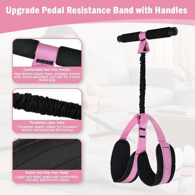 Alt view image 4 of 7 - Foot Pedal Resistance Band, Multi Purpose Full Body Workout Tool | Portable latex band with storage bag for home travel, full body shaping, pilates, yoga and core training