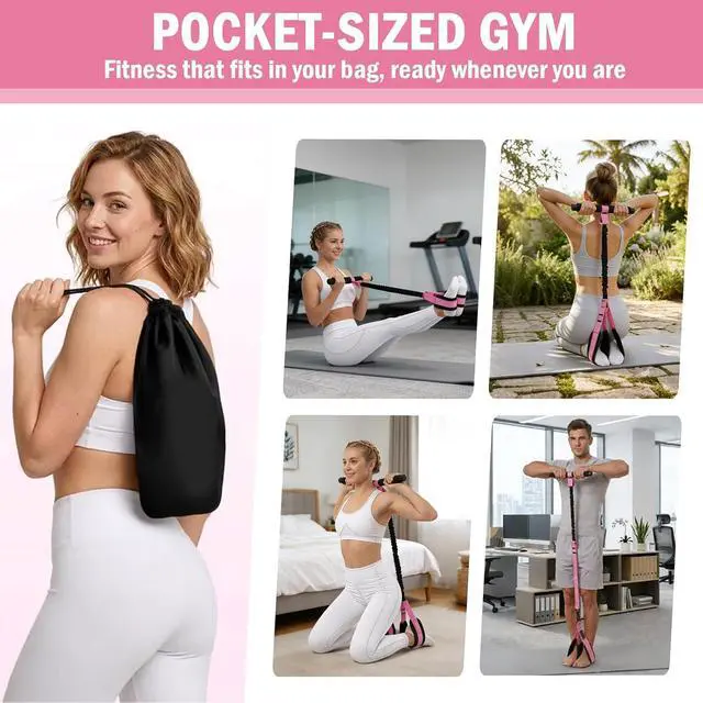 Alt view image 6 of 7 - Foot Pedal Resistance Band, Multi Purpose Full Body Workout Tool | Portable latex band with storage bag for home travel, full body shaping, pilates, yoga and core training