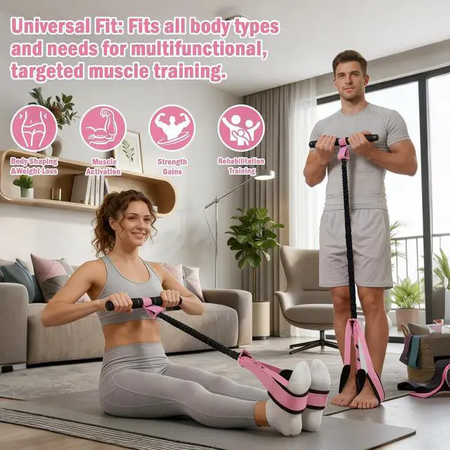 Alt view image 7 of 7 - Foot Pedal Resistance Band, Multi Purpose Full Body Workout Tool | Portable latex band with storage bag for home travel, full body shaping, pilates, yoga and core training