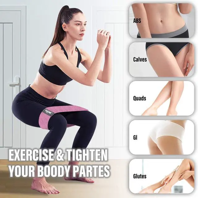Alt view image 2 of 7 - Fabric Resistance Bands for Working Out, 5 Levels Booty Bands for Women Men, Cloth Workout Bands Resistance Loop Exercise Bands for Legs Butt at Home Fitness, Yoga, Pilates