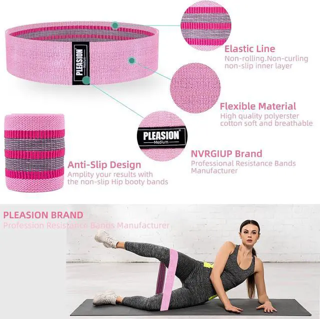 Alt view image 4 of 7 - Fabric Resistance Bands for Working Out, 5 Levels Booty Bands for Women Men, Cloth Workout Bands Resistance Loop Exercise Bands for Legs Butt at Home Fitness, Yoga, Pilates