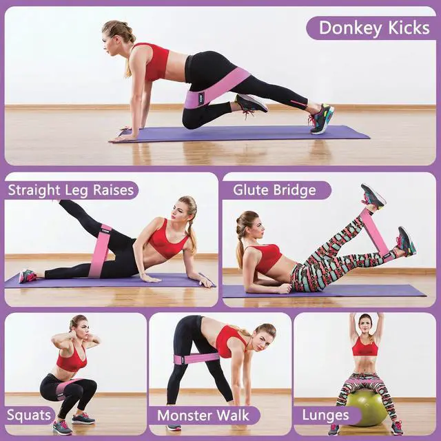 Alt view image 3 of 7 - Fabric Resistance Bands for Working Out, 5 Levels Booty Bands for Women Men, Cloth Workout Bands Resistance Loop Exercise Bands for Legs Butt at Home Fitness, Yoga, Pilates