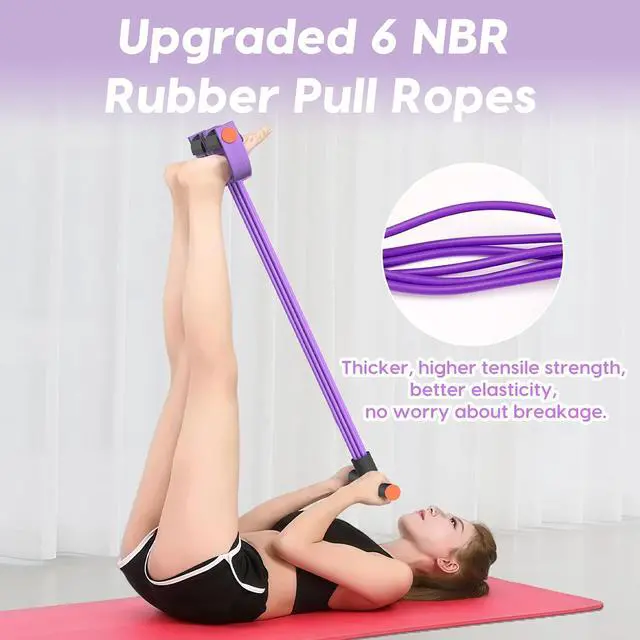 Alt view image 3 of 7 - Pedal Resistance Band with Handle, 6-Tube Elastic Exercise Band Resistance | Natural Rubber Fitness Band for Working Out, Multifunction Exercise Equipment for Abdomen, Waist, Arm, Leg Stretching