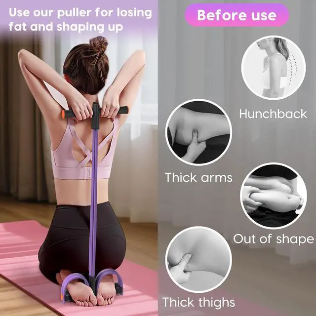 Alt view image 6 of 7 - Pedal Resistance Band with Handle, 6-Tube Elastic Exercise Band Resistance | Natural Rubber Fitness Band for Working Out, Multifunction Exercise Equipment for Abdomen, Waist, Arm, Leg Stretching
