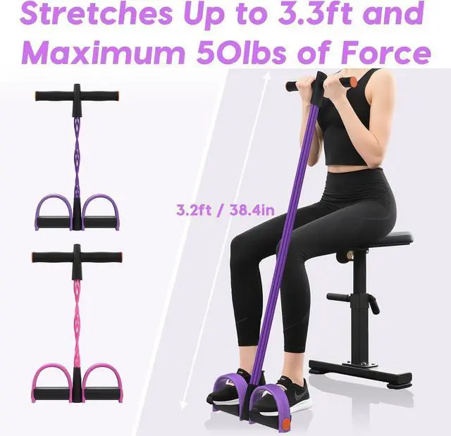 Alt view image 7 of 7 - Pedal Resistance Band with Handle, 6-Tube Elastic Exercise Band Resistance | Natural Rubber Fitness Band for Working Out, Multifunction Exercise Equipment for Abdomen, Waist, Arm, Leg Stretching
