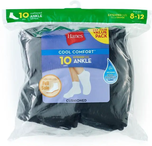 Alt view image 2 of 5 - Hanes Women's Cushioned Athletic Ankle Socks (10-Pack)