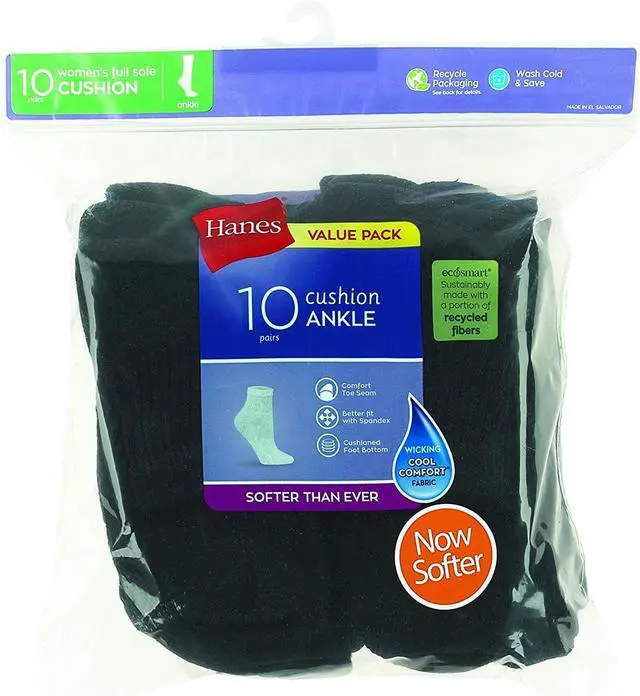Alt view image 3 of 5 - Hanes Women's Cushioned Athletic Ankle Socks (10-Pack)