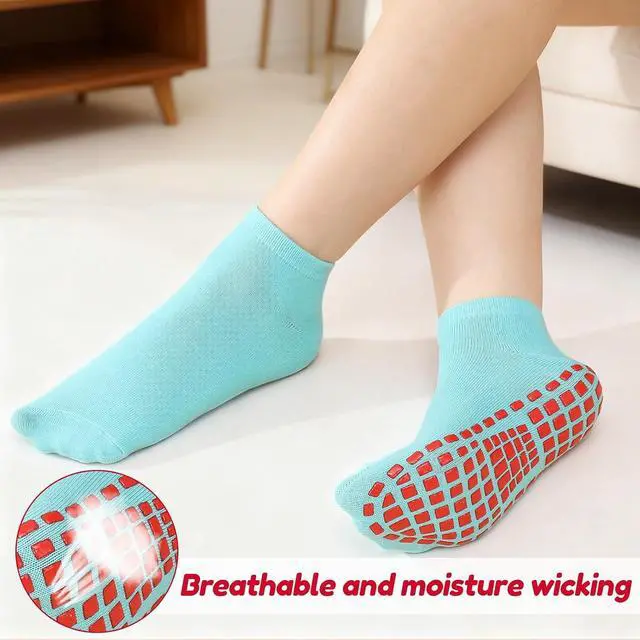 Alt view image 4 of 6 - Jspupifip 4/5 Pairs Pilates Socks for Women Non Slip Yoga Socks | Crew Socks with Grips for Yoga Pilates Ballet Barre Athletic