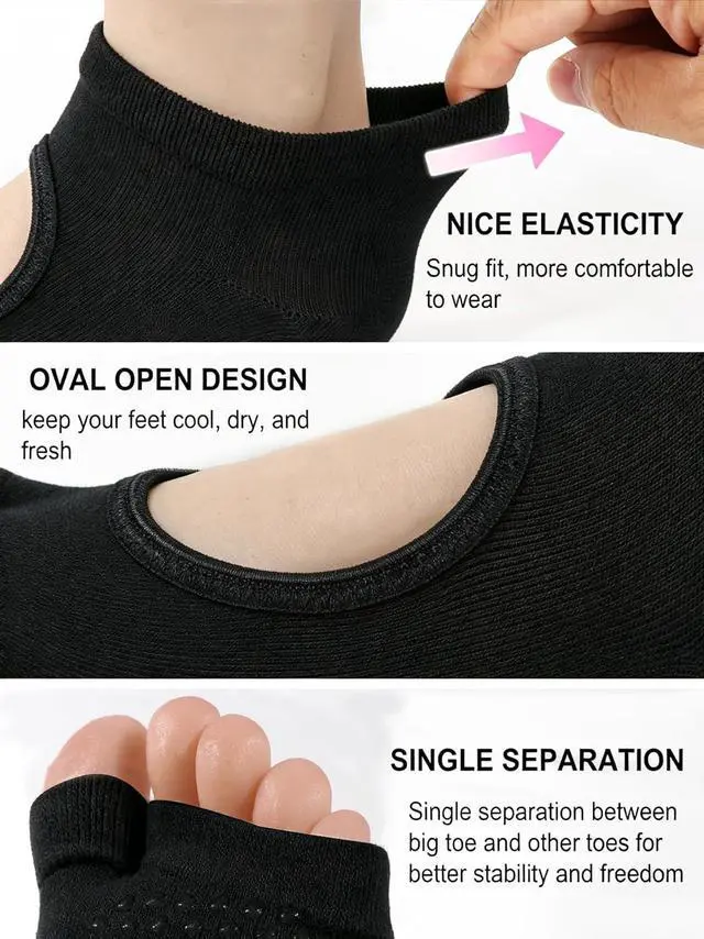 Alt view image 4 of 7 - 1/2 Pairs Pilates Grip Socks Women Toeless Yoga Socks | Grippy Gripper Non Slip Toe Socks for Barre Woman US Size 5.5-8.5