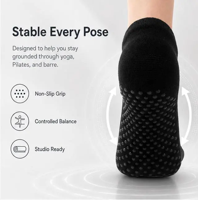 Alt view image 6 of 7 - 1/2 Pairs Pilates Grip Socks Women Toeless Yoga Socks | Grippy Gripper Non Slip Toe Socks for Barre Woman US Size 5.5-8.5