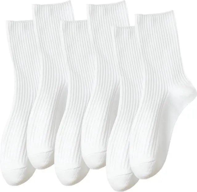 Main image of DOKUTOKU Womens Crew Socks Size 7-9 Cotton Cute Long Fall Workout Casual Socks 6 Pack